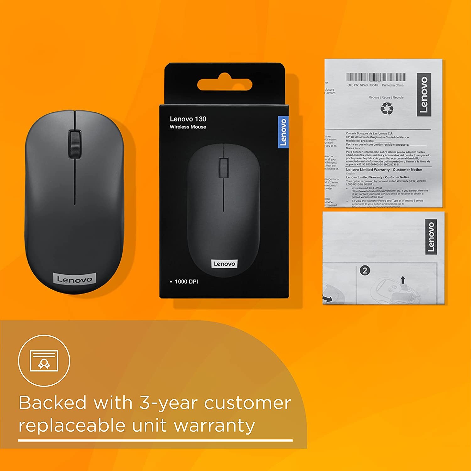 Lenovo 130 Wireless Optical Mouse ( Wireless, Black) - Royal Computer Solution Lenovo 130 Wireless Optical Mouse ( Wireless, Black) - Royal Computer Solution
